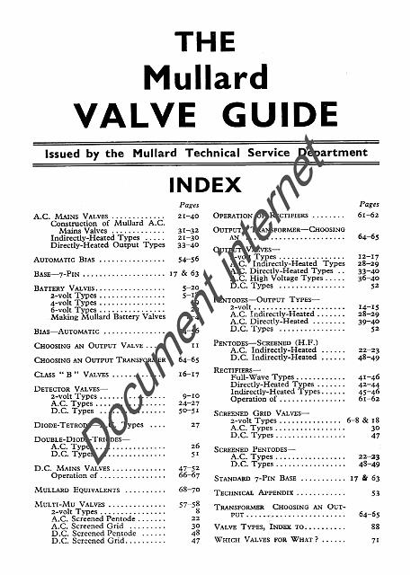Mull1933-34_P2.jpg - Sommaire Catalogue tubes Mullard de 1933        http://andycowley.com/valves/index.html     (Andy Cowley)
