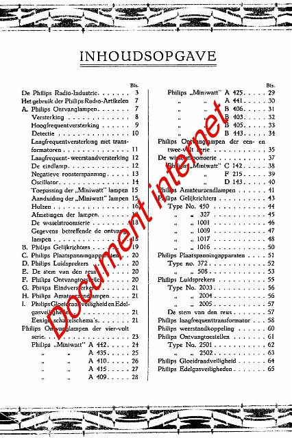 Ph1927_2.jpg - Sommaire catalogue de tubes Philips de 1927           http://www.tubedata.info/      (Franck Philipse)