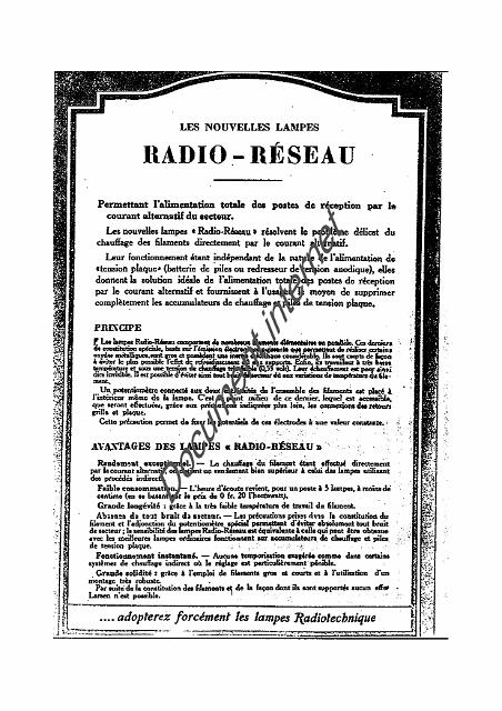 RT1927.jpg - Catalogue tubes "Réseau" de la Radiotechnique de 1927           http://www.tubedata.info/      (Franck Philipse)